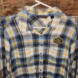 Ladies SZ L Harley Davidson Plaid Shirt